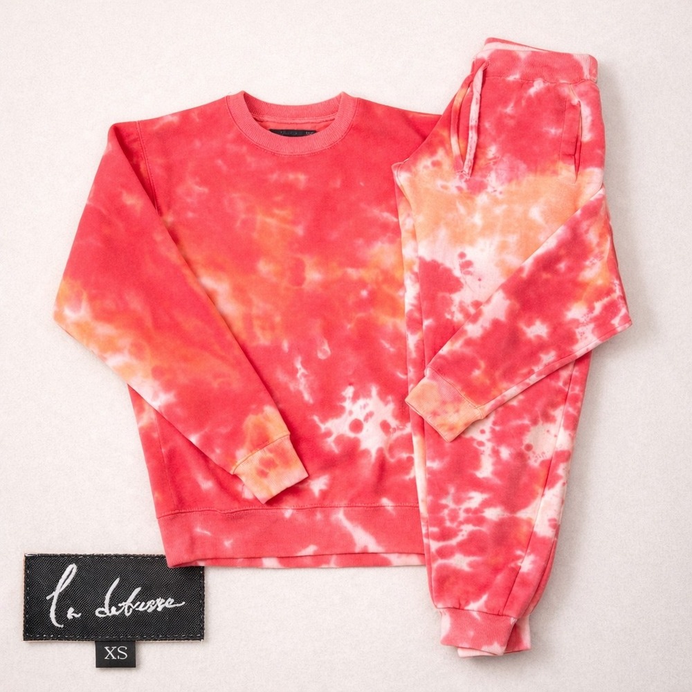 La Detresse LOrange Knit Pullover Crewneck‎ Sweatshirt and Sweatpants XS Tie Dye